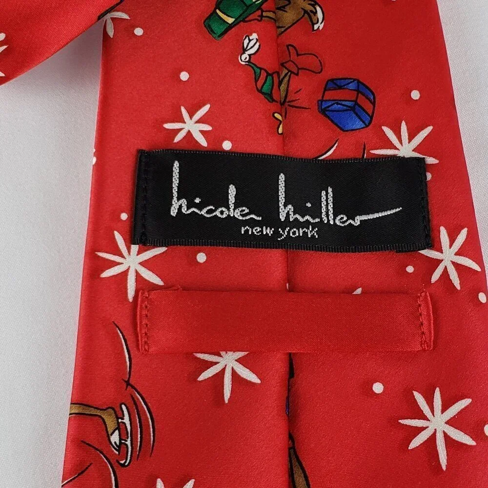 Nicole Miller Red Silk Mens Tie 3.75